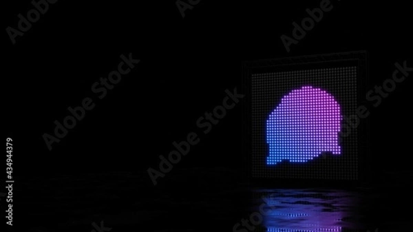 Fototapeta 3d rendering of light shaped as symbol of rounded chat bubbles on black background