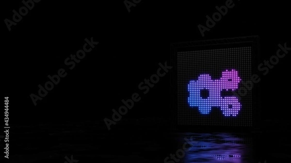 Fototapeta 3d rendering of light shaped as symbol of cogwheels on black background