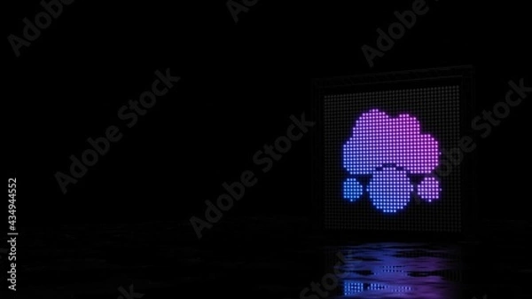 Fototapeta 3d rendering of light shaped as symbol of cloud meatball on black background