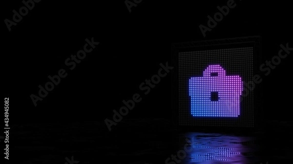 Fototapeta 3d rendering of light shaped as symbol of briefcase on black background