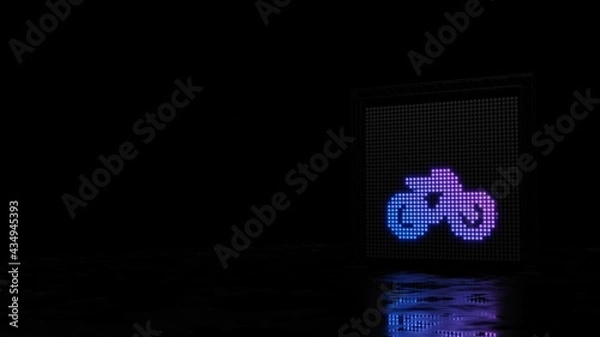 Fototapeta 3d rendering of light shaped as symbol of bicycle without rider on black background