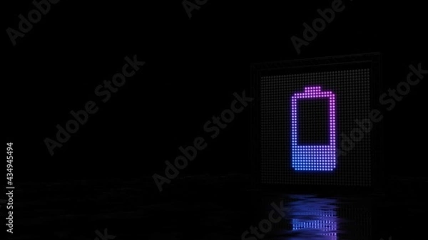 Fototapeta 3d rendering of light shaped as vertical symbol of one third charged battery on black background
