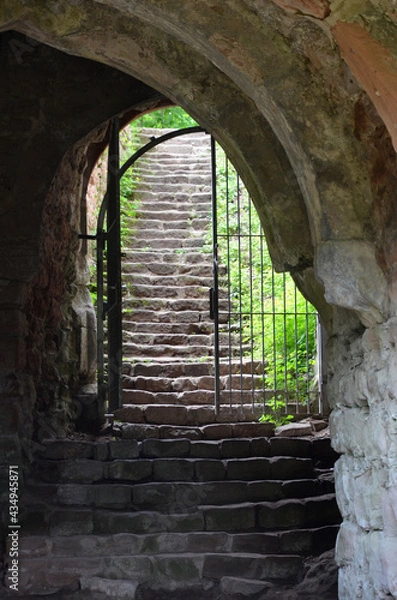 Fototapeta felsenburgruine drachenfels bei busenberg, treppe