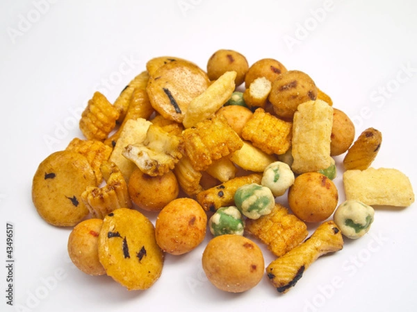 Obraz Mixed rice cracker on white background
