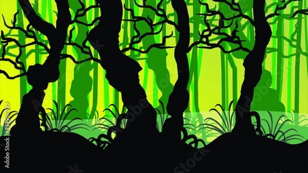Obraz creepy jungle background 