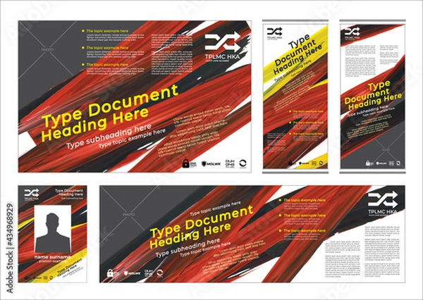 Obraz Art brush stroke theme, Red vector abstract, Corporate identity layout template design for company event. Use for report, marketing, advertising, brochure, modern style.