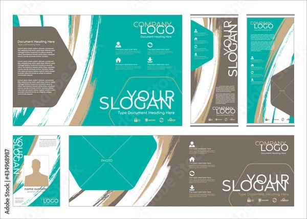 Obraz Elegant art brush stroke theme, vector abstract, Corporate identity layout template design for company event. Use for report, marketing, advertising, brochure, modern style.