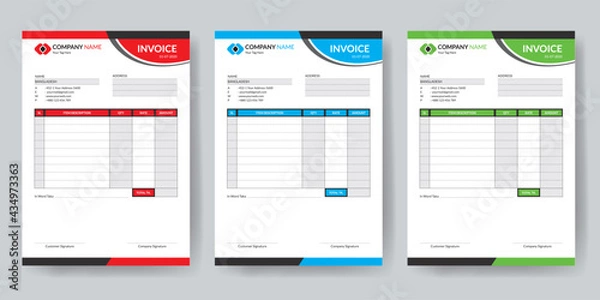 Obraz New Style Business Invoice Cash Memo Template Design