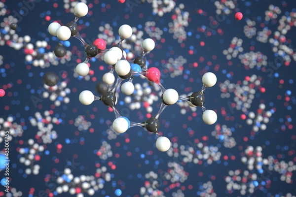 Fototapeta Methylmorpholine molecule made with balls, scientific molecular model. Chemical 3d rendering