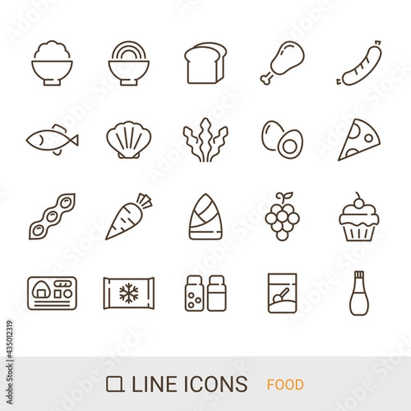 Fototapeta 商品アイコン　食品　ラインアイコン