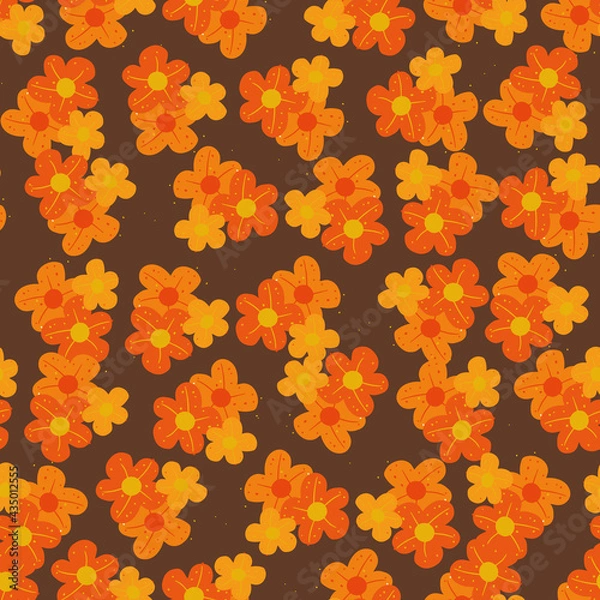 Fototapeta Vintage coloured flowers vector seamless repeat pattern print background