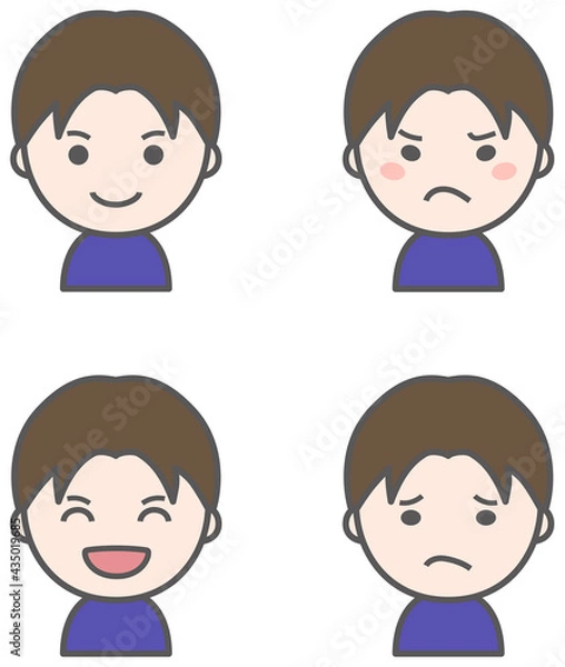 Obraz 男性のいろいろな表情　アイコンセット.