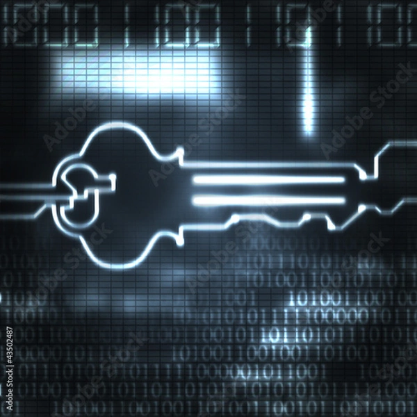 Obraz abstract key and binary code