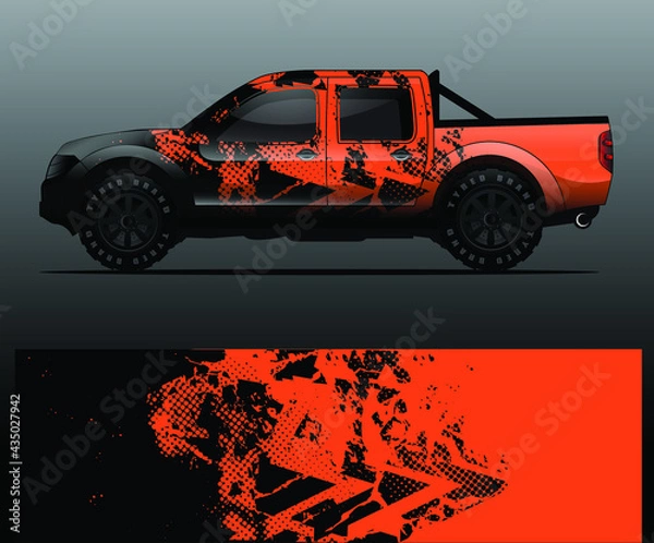 Obraz Truck decal graphic wrap vector, abstract background