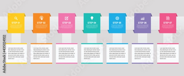 Fototapeta Vector Infographic thin line design with icons and 7 options or steps. Infographics for business concept. 