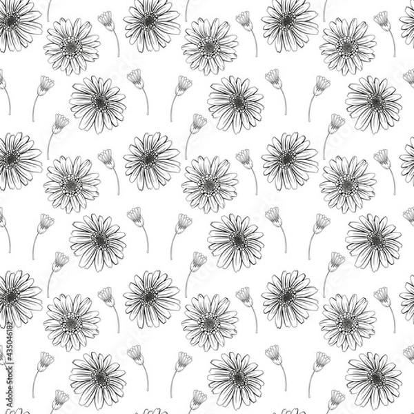 Fototapeta Daisy flower seamless fabric pattern, seamless digital paper