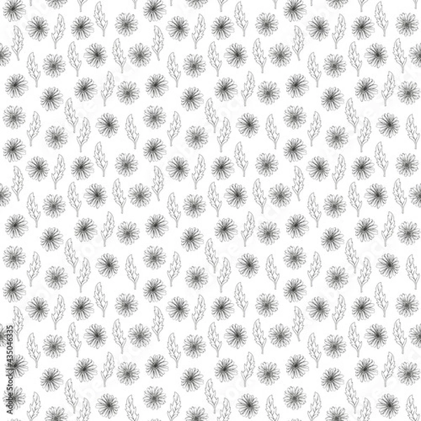 Fototapeta Daisy flower seamless fabric pattern, seamless digital paper