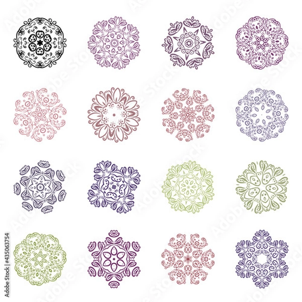 Fototapeta ornament set, round painted decorative element