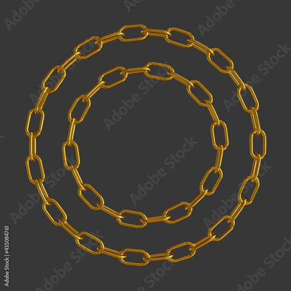 Fototapeta gold chains on a circle frame. 3d illustration