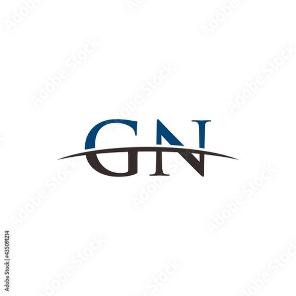 Fototapeta Initial letter GN, overlapping movement swoosh horizon, company logo design inspiration