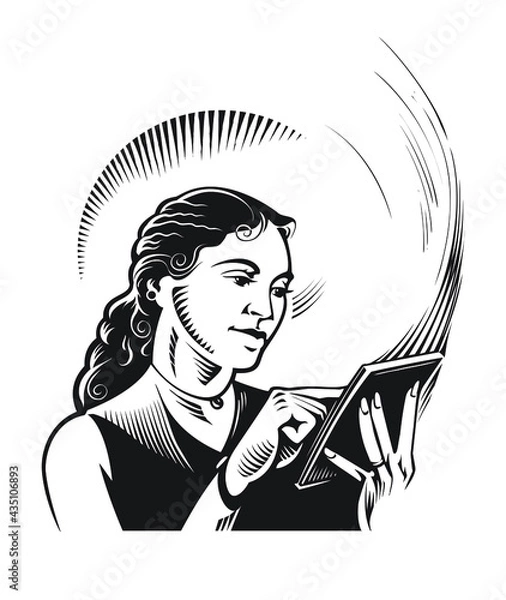 Obraz woman using phone