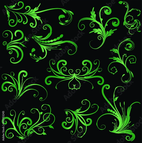 Fototapeta Calligraphic decorative elements with lines