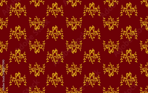 Fototapeta Golden yellow pattern on red background Contemporary Abstract Stilmod Pattern Design For fabric patterns and more