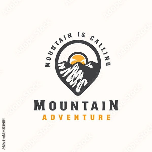 Fototapeta Mountain Adventure and Outdoor Vintage Logo Template. Badge or Emblem Style. Vector Illustration