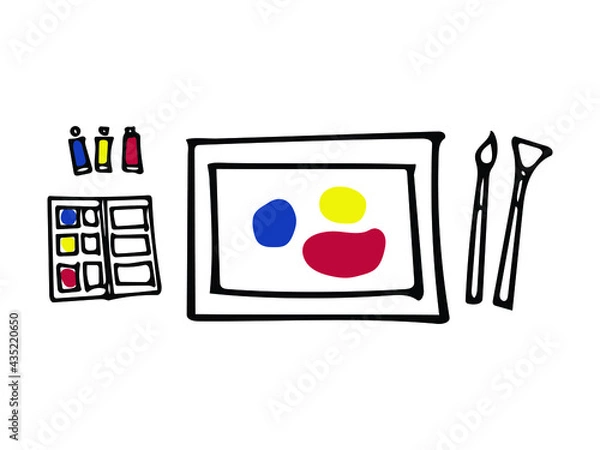 Obraz Doodle art of drawing equipment. Graphic elements for school concept.