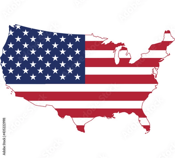 Fototapeta Map Flag of United States of America isolated on white background. Vector illustration eps 10