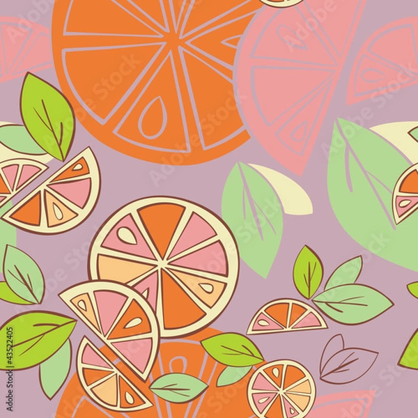 Obraz orange citrus bright Vector Seamless pattern background