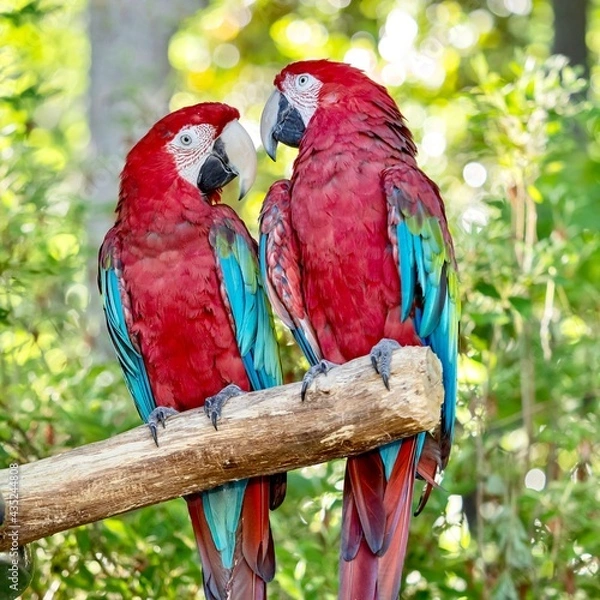 Obraz Tropical, exotic, talking,  macaw, parrot, bird, wildlife animal, perched in nature with vibrant colors and eyes looking at you.