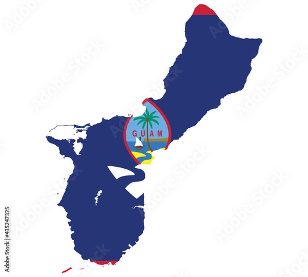 Fototapeta Map Flag of Guam isolated on white background. Vector illustration eps 10