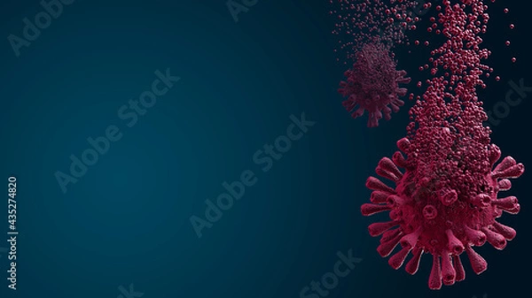 Fototapeta Covid-19 cell destruction. 3d rendering