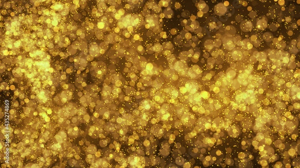Fototapeta Golden glitter sparkling colorful elegant particles on black background