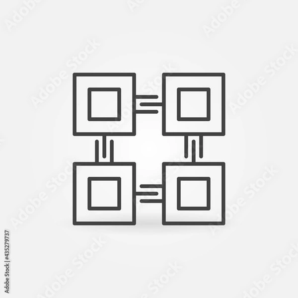 Fototapeta Blockchain Computer Technology linear vector concept icon