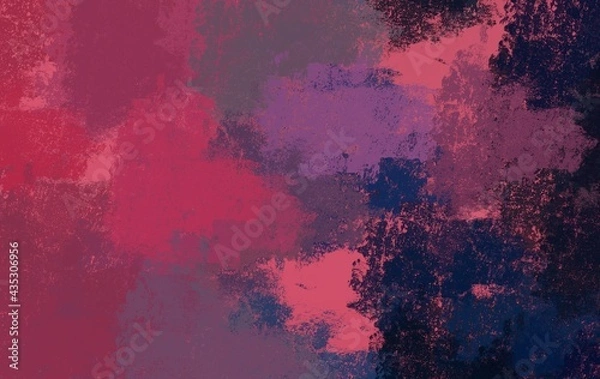 Fototapeta Modern art. Handmade background. Colorful pattern. Backdrop material. Wide brush. Painterly mix. Abstract. Color texture. 2d illustration. Wall painting. Canvas surface.