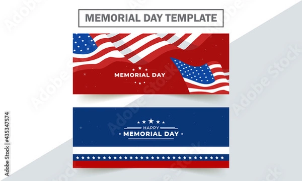 Fototapeta Happy Memorial Day banner. Celebration design for an American holiday. National American holiday. Vector background.