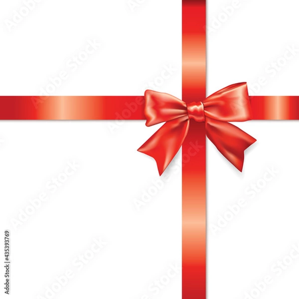 Fototapeta Red Satin Bow Ribbon Isolated Background. Vector