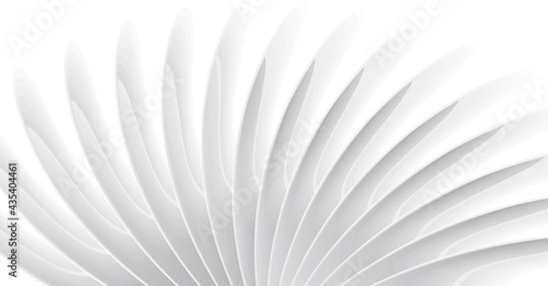 Fototapeta White 3d curves forming elegant twisted background, clean futuristic space wallpaper or stylized turbine illustration