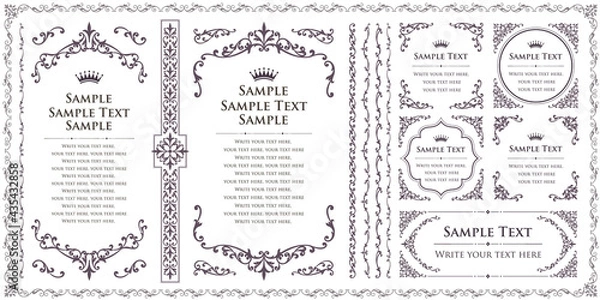 Obraz ビンテージオーナメントセット。ボーダー、フレーム。