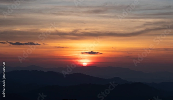 Fototapeta beautiful evening at the top of the mountain.