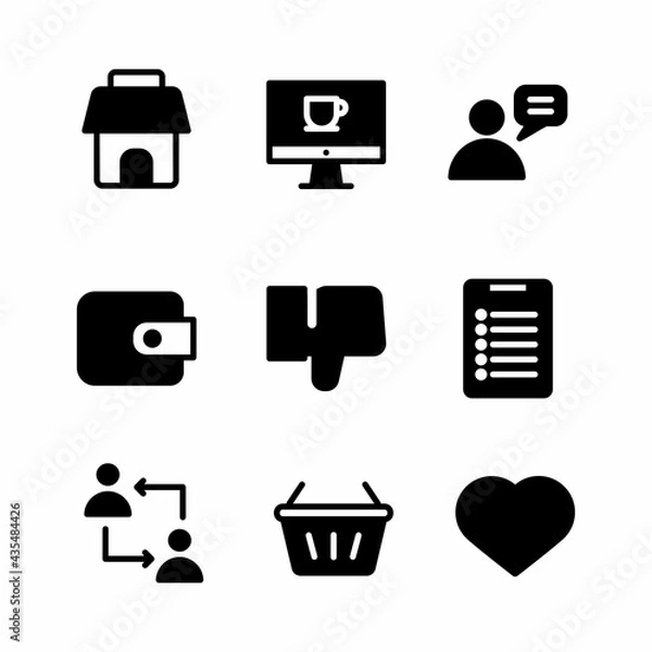 Obraz shopping icon set with glyph style for presentation, poster, and social media
