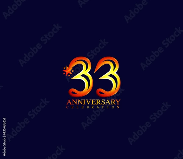 Fototapeta Bright Color Star Design Shape element, 33 Year Anniversary, Invitations, Party Events, Company Based, Banners, Posters, Card Material