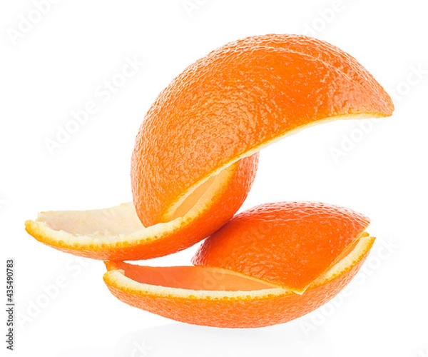 Obraz Orange skin slices isolated on a white background. Vitamin C.