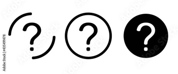 Obraz A set of three icons with a question mark in round frames. Vector illustration.