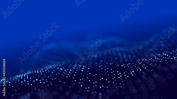 Obraz Futuristic background of dots with a dynamic wave. Big data. Abstract background 3d rendering. 4k.