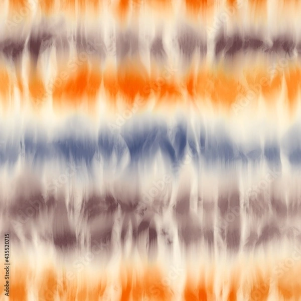 Fototapeta Seamless tie dye stripe pattern for fashion print. High quality illustration. Faux digital render of horizontal tie dye stripes with creases. Vibrant artistic hippie or bohemian culture print.