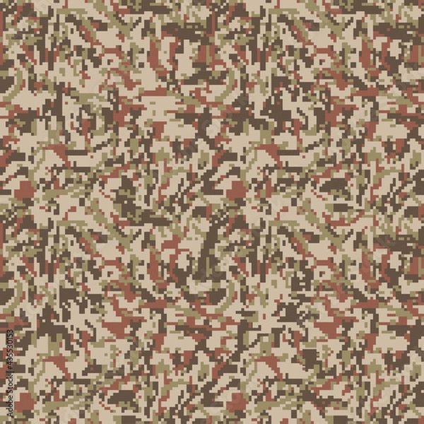 Fototapeta Vector digital camouflage seamless pattern. Green color tactical camo, background in military style. Khaki texture