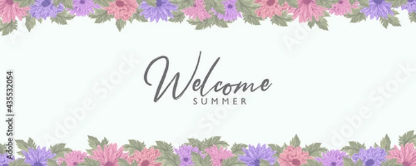 Fototapeta Elegant floral banner with a summer theme